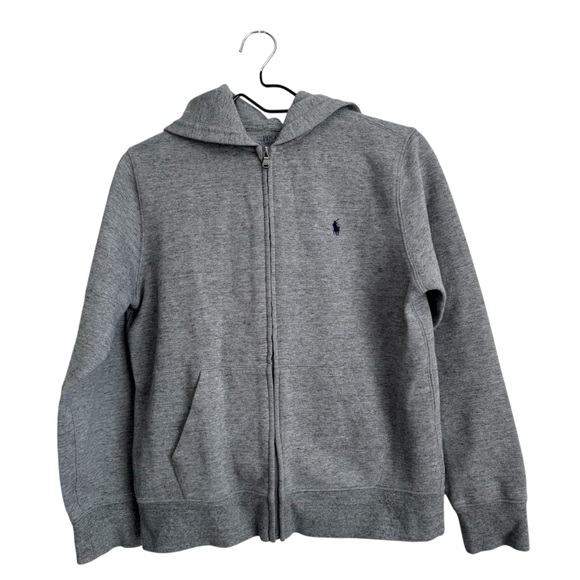 Polo Ralph Lauren Large Gray Full Zip Hoodie Jacket 14-16 - Picture 1 of 6